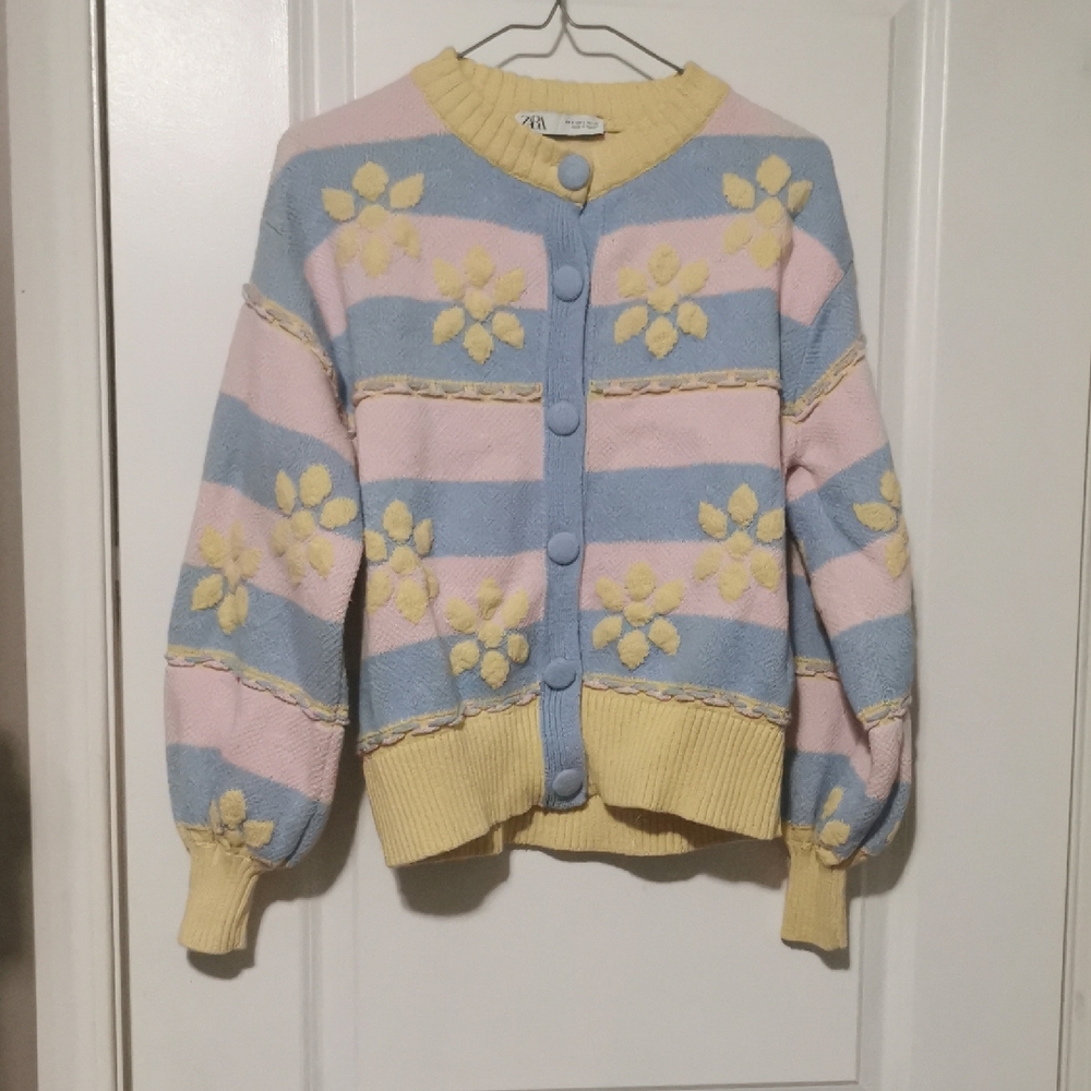 Zara Yellow‎ and Blue Floral Cardigan